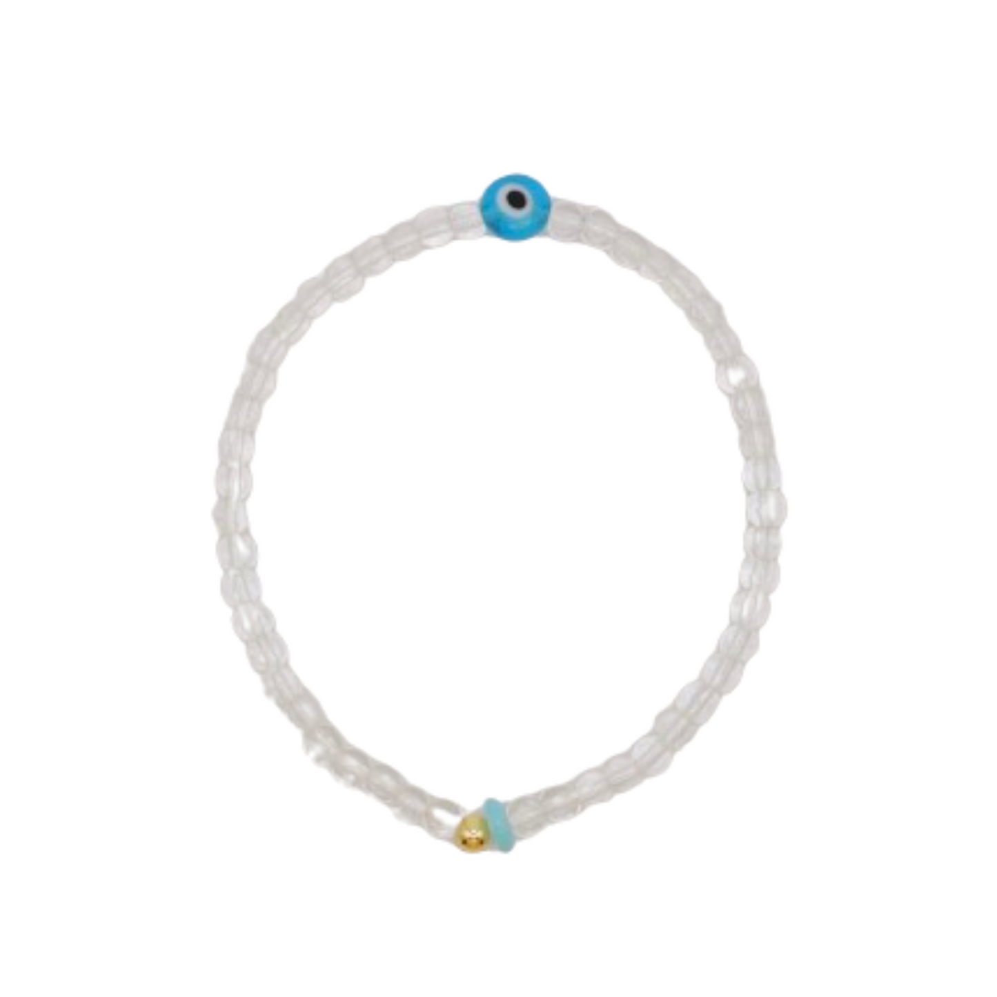 First Protect Me Evil Eye Glass Stretch Bracelet