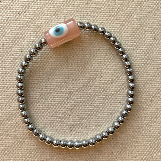 Evil Eye Long Hematite Bracelet