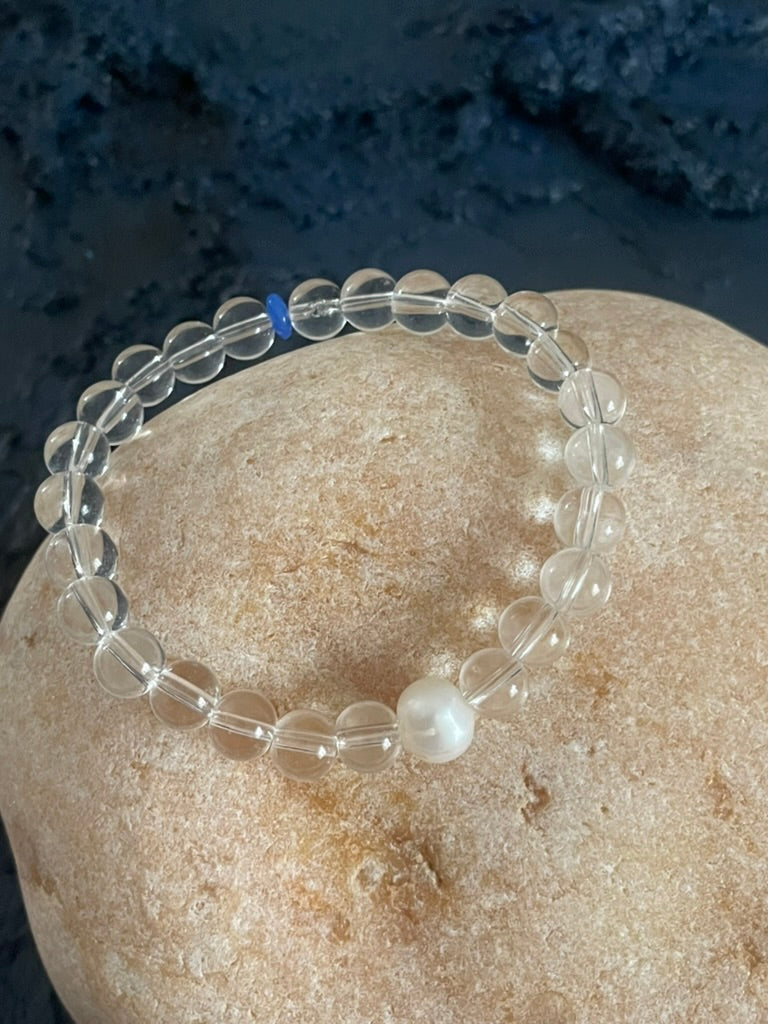Hamptons Fresh Water Pearl Glass Stretch Bracelet