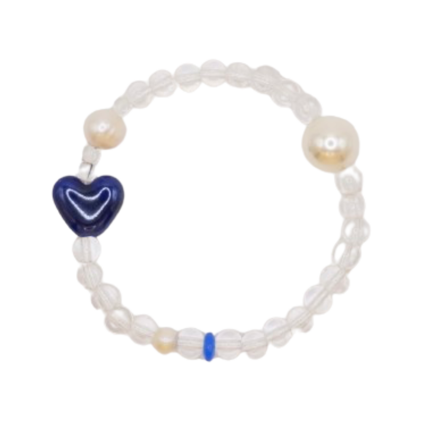 Hamptons Love Glass Ceramic Pearl Stretch Bracelet