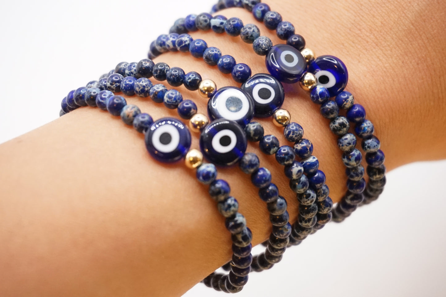 Blue Evil Eye Jasper Stone Bracelet