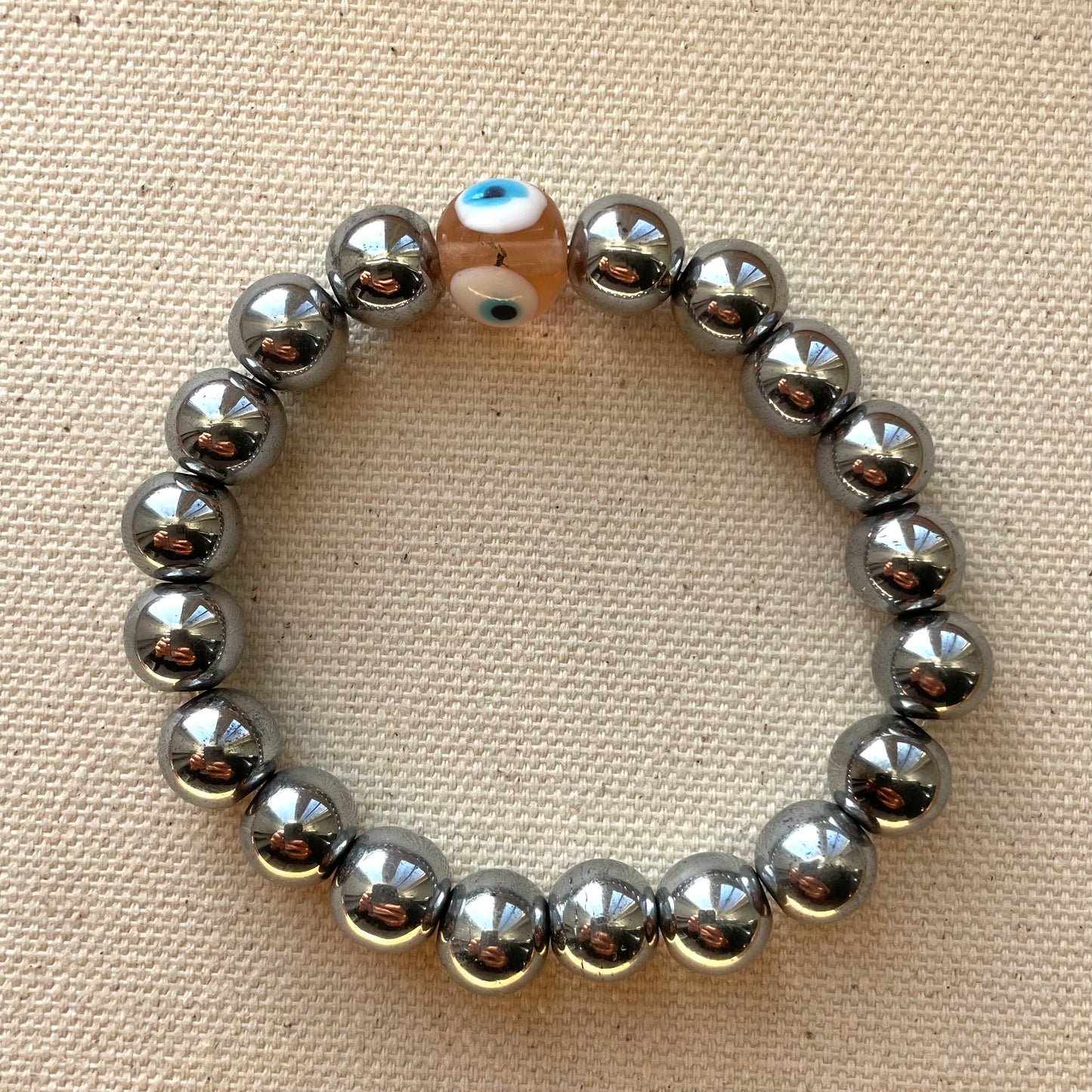 Evil Eye Large Circle Hematite Bracelet