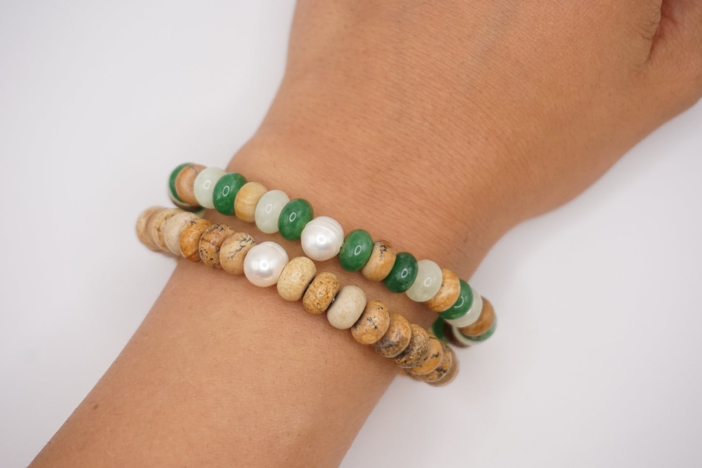 Double Green Jade Stone Bracelet