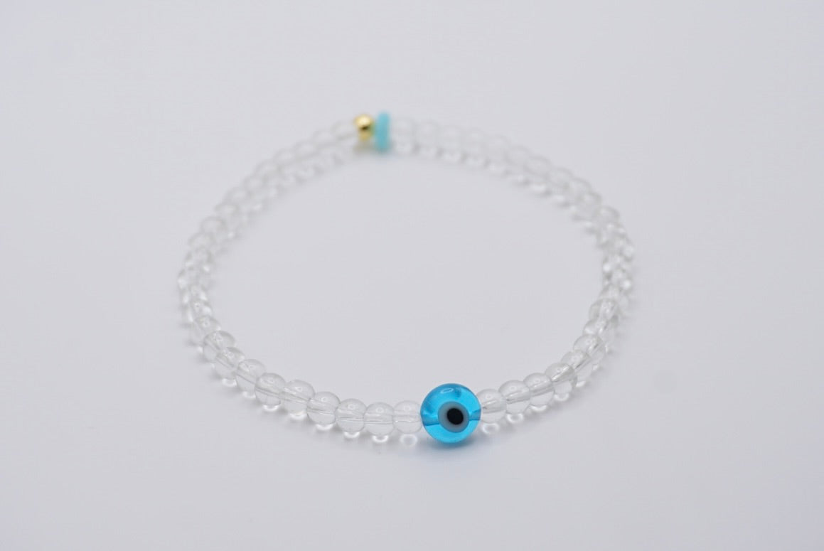 First Protect Me Evil Eye Glass Stretch Bracelet