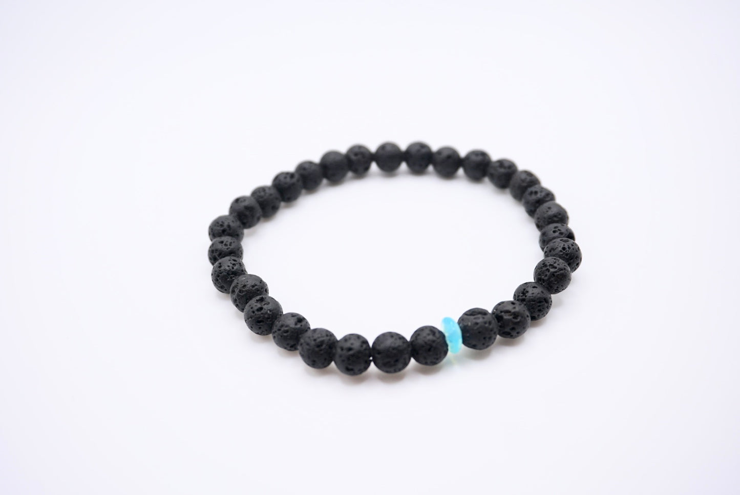 Blu Natural Lava Stone Unisex Stretch Bracelet